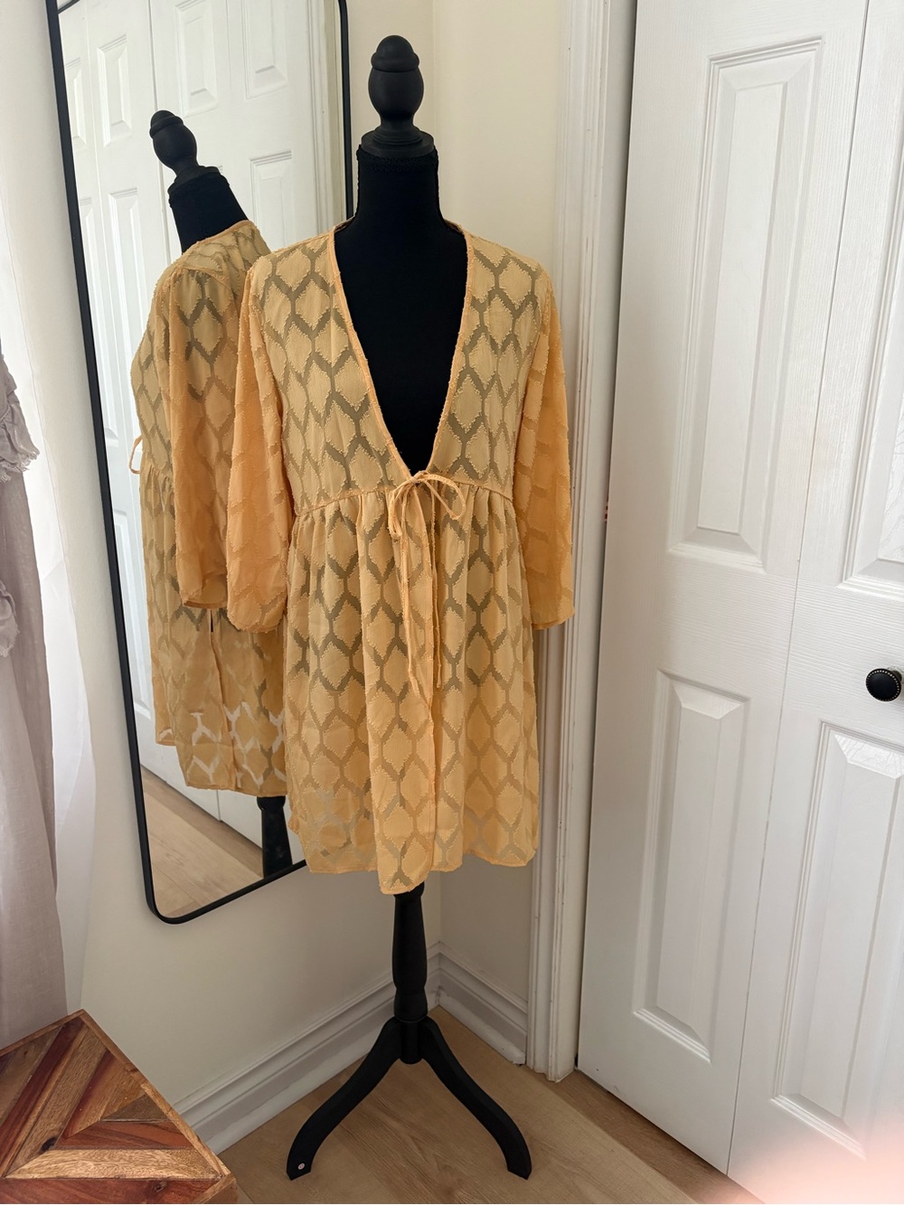 Maurices Yellow & Cream Sheer Swim Coverup
